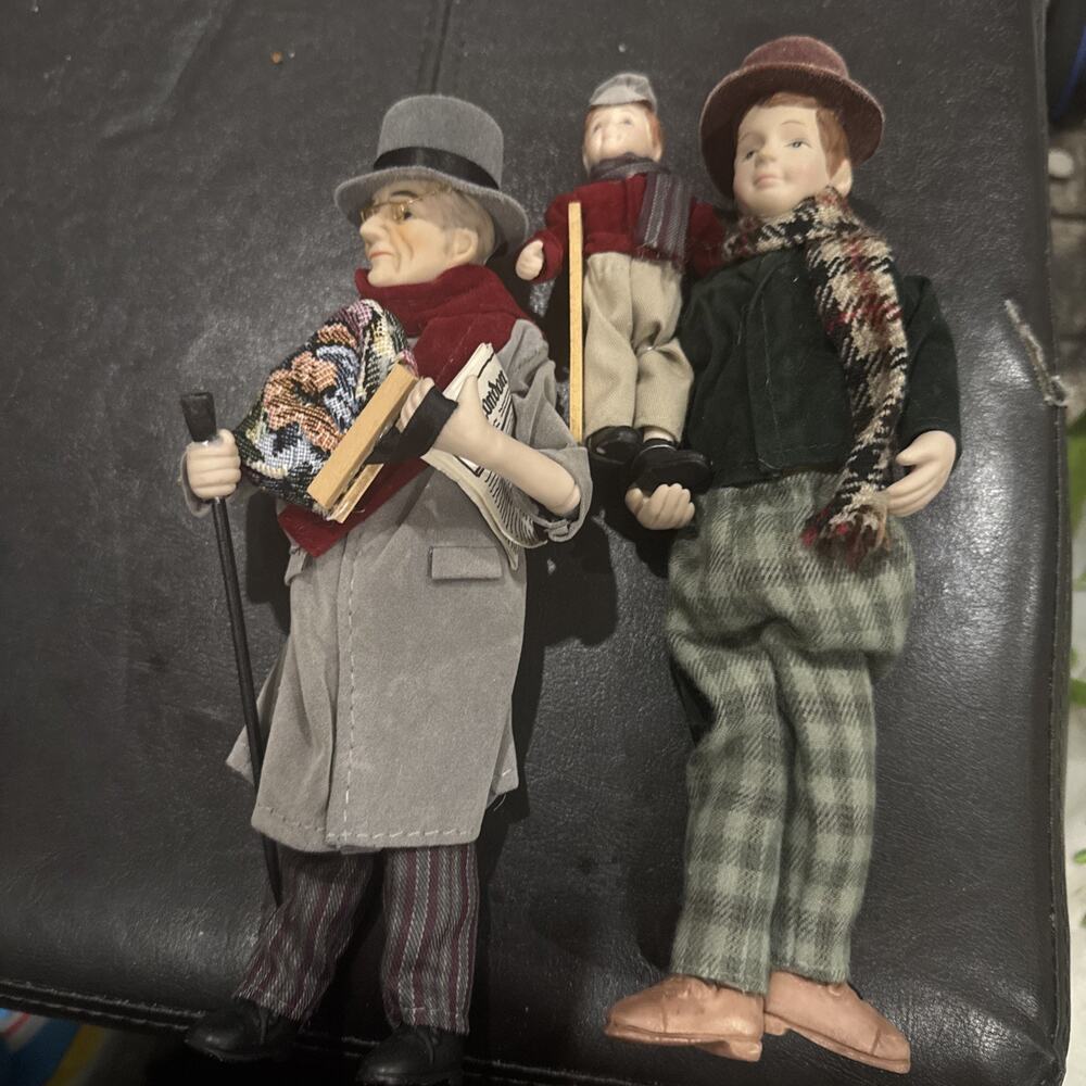 Christmas Ornaments-Victorian / Dickens-style Scrooge, Bob Cratchit tiny Tim